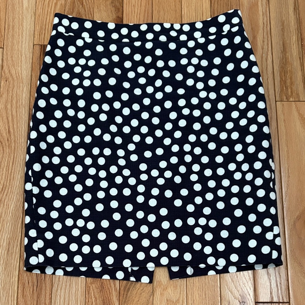 J. Crew Navy Polka Dot Pencil Skirt
